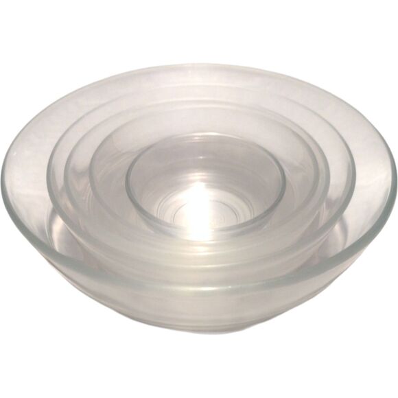 Duralex Set of 5 Glass Nesting Serving Mixing Bowls France Vintage Tempered - Picture 1 of 8